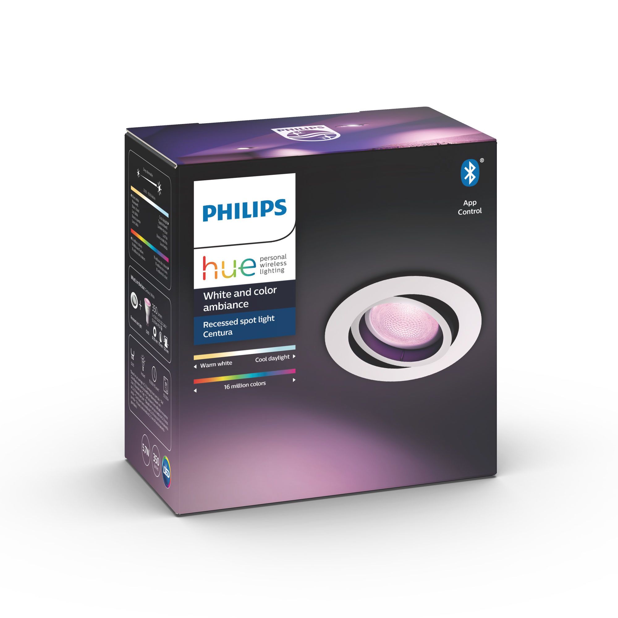 Philips Hue - Spot encastré connecté CENTURA - 5.7W - Aluminium